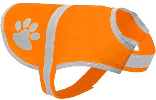 Voarge Reflektierende Sicherheitsweste für Hunde, Hohe Sichtbarkeit, Reflektierende Sicherheitsweste Haustierweste für Nachts im Freien (Orange, L)