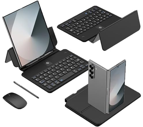 COQUE Galaxy Z Fold 7 Mobiles Office-Tastatur-Kit, Vollledertastatur/Touch-Pen/kabellose Maus, Kit-Hülle für das Klapptelefon Samsung Galaxy Z Fold 7-Schwarz