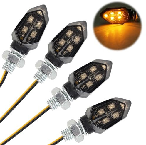 HIULLEN 4 Stück LED Motorrad Blinker, Miniblinker LED Blinker, 12V Mini Blinker E-geprüft Microblinker Universal, Motorrad Blinker Licht Wasserdicht Universal Scooter Quad Cruiser Off Road