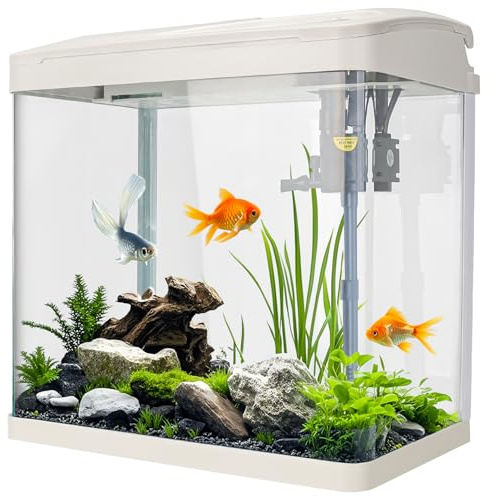 17L Klarglas-Aquarium mit LED-Beleuchtung, Filtersystem Aquarium mit weißer Pumpe für Tropische Fische