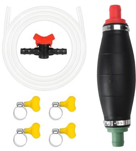 ZOBMIO Handpumpe Wasser ist Eine Manuelle Pumpe Zum Umfüllen von Flüssigkeiten, mit 1 Schalter Und 4 Knöpfen，Ölbeständigen PVC-Schlauch Ausgestattet Und Eignet Sich Für Benzin，Handpumpe