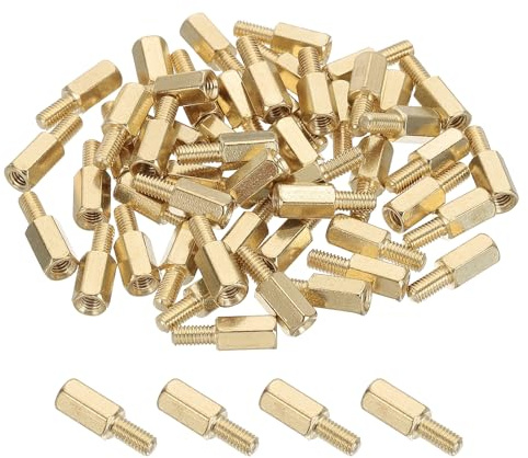 PATIKIL 50 Pcs Male to Female Thread Spacer Screws M3 x 8mm + 6mm Brass Hex Standoff PCB Motherboard Spacer Screw Nut for Drone Quadcopter Computer Electronic Projects Circuit Board