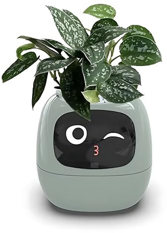 Maceta Inteligente, Capullo Electrónico, Asistente de Mantenimiento de Plantas, Divertida Maceta Interactiva, Monitorización de Plantación Verde de Interior, Pantalla LCD, Conexión a App de Teléfono