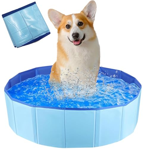 Faltbarer Hundepool,Hundepool Schwimmbad für Hunde,Hunde Planschbecken,Schwimmbecken für Katzen,rutschfeste und Verdickt PVC,Tragbare,für Kleine Hunde Katze,60x20cm