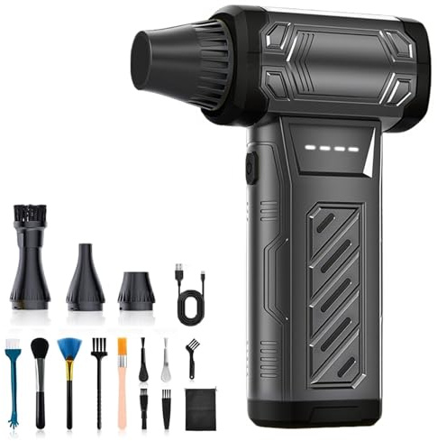Souffleur Air Comprimé -130000TR/Min,Souffleur Sans Fil Puissant avec Batterie 8000mAh,Souffleur Voiture 3 Vitesses Réglables,Souffleur pour Clavier,Électronique,Nettoyage PC
