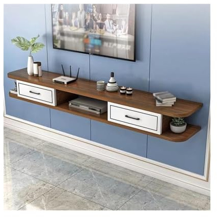 MENGLI-2024 TV Cabinet Floating TV Unit, Floating Shelves with 2 Doors for Living Room and Office TV Stand(Bruin)