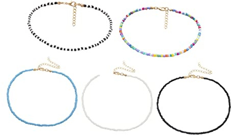 Healvian Korallenkette Damen Kette aus Langlebigem Metall mit Bunten Perlen Elegante Einlagige Halskette für Urlaub und Besondere Anlässe