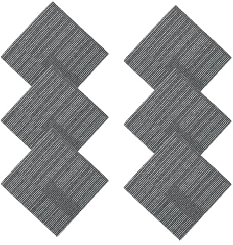 AUTSUPPL Dalles de Moquette Auto-adhésives Ignifuges Épaisses 0,24 Carrées 6pcs en Fibres de Polypropylène à Coller Librement pour Espaces Publics et Salon