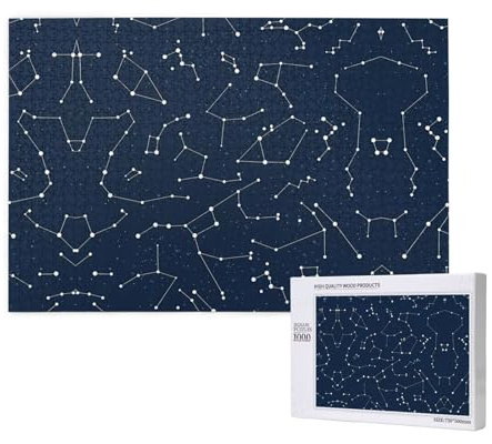 Poezjzw Puzzles phosphorescents pour adulte - Puzzle en bois de 1000 pièces pour la famille et les amis - Décoration murale - 75 x 50 cm