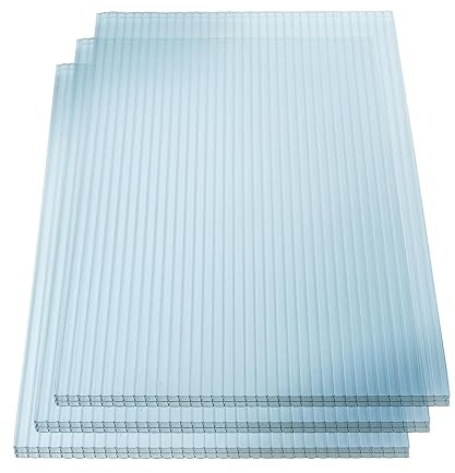 Vivodo® Doppelstegplatten transparent PC [16/20 mm] – Made in Germany | Schlagfeste Hohlkammerplatten für Terrasse & Carport | 3er, 4er oder 5er Set | Längen: 2m – 4m (3, 200, Zentimeter)