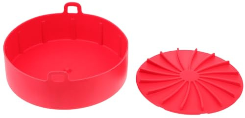 MALUGOGO Teglia Resistente al Calore per Friggitrice ad Aria in Silicone Rosso Due Manici per Cottura Uniforme e Uso in Forno a Casa