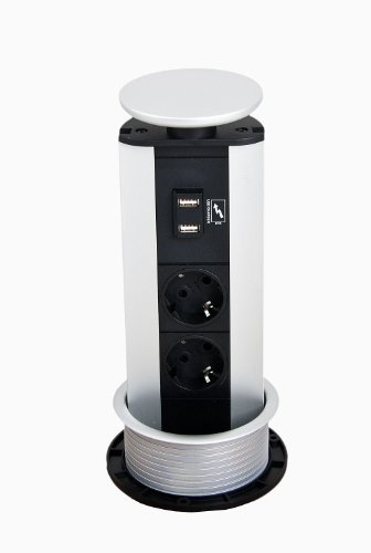 Schulte 159310384100 Evoline Port mit USB Charger und 2 VDE Steckdosen