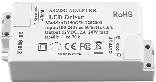 Transformateur à LED Alimentation à LED - 24/60W, 12V DC, 2/5A - Tension constante pour les bandes lumineuses LED et ampoules à LED G4, MR11, MR16 (24W)