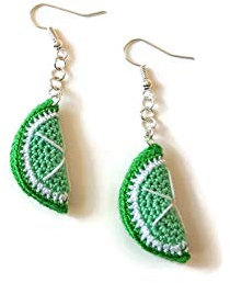 Orecchini lime verdi agrumi pendenti uncinetto fatti a mano ganci argento 925