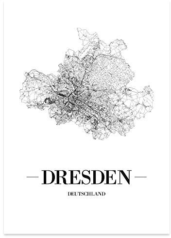 JUNIWORDS Stadtposter - Wähle Deine Stadt - Dresden - 21 x 30 cm Poster - Schrift A - Weiß