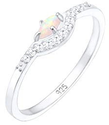 Elli Ring Damen Vintage Edel mit Zirkonia Marquise Opal aus 925 Sterling Silber