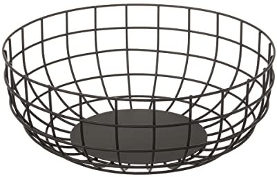 LOLAhome Frutero de cocina moderno | Frutero de mesa de metal negro para cocina de 30cm x 11cm