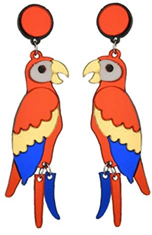1 Paar Nette Papageien-ohrring-bunte Acryl Ohrringe Tier Vogel Lange Hängende Ohrringe Für Frauen