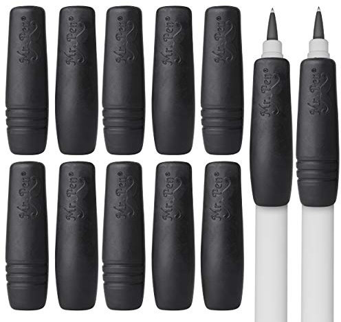 Mr. Pen- Pencil and Pen Grips, 12 Pack, Black, Pencil Grips for Adults, Rubber Pencil Grips, Pen Grips for Adults with Arthritis, Ergonomic Pencil Grip, Pen Gripper, Back to School Supplies
