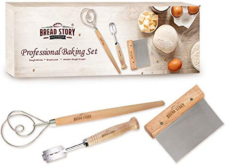 Kit de pâtisserie professionnel pour lames, fouet danois et grattoir en bois