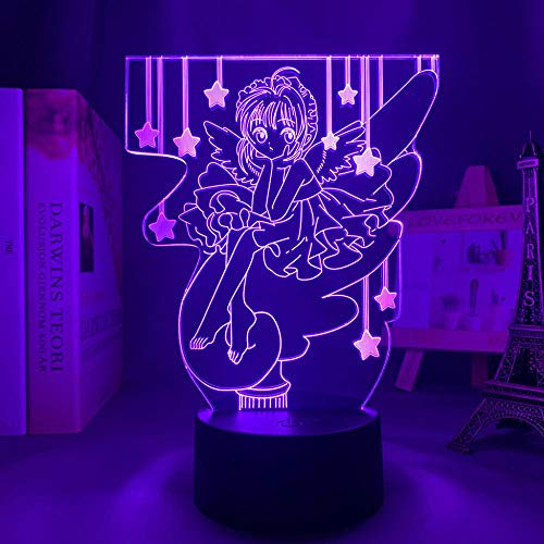 3D Illusion Licht Anime Cardcaptor Sakura Licht Schlafzimmer Dekoration LED Nachtlicht Schlafzimmertisch Schöne Mädchen Kind Brithday Geschenk-16 Farbe mit Fernbedienung