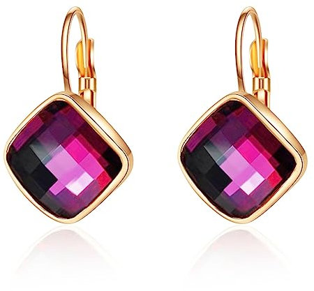 VONSSY Kristall-Tropfen-Ohrringe | Erstellt Edelsteine Leverback Creolen | Stilvolle hypoallergene Zirkon-Ohrringe aus Platin/Roségold zum Aufhängen | Vintage-Schmuck-Geschenk