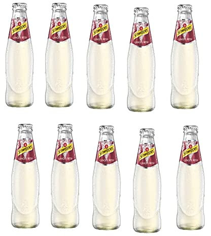Krombacher Schweppes Lot de 10 bouteilles de boisson rafraîchissante au gingembre 0,2 l dans une bouteille en verre
