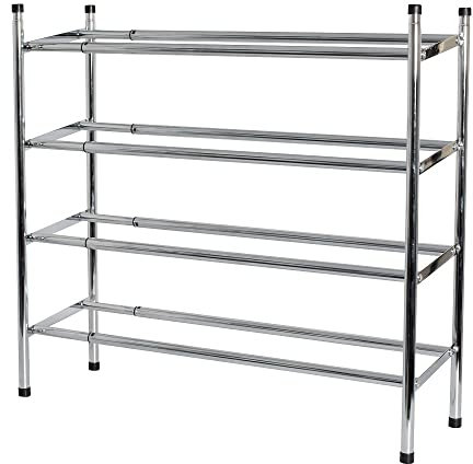 MAXELLPOWER Zapatero, organizador zapatos, zapatero metalico 4 baldas, estanteria zapatos, zapatero entrada recibidor, con estilo y elegancia 62x23x67cm (4 BALDAS)
