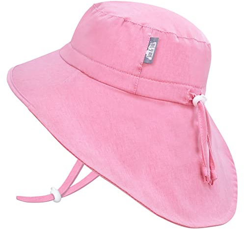 Jan & Jul Baby Sonnenhut für Mädchen mit Langem Nackenschutz, Schnell Trocknend (M: 6-24 Monate, Hübsches Rosa)