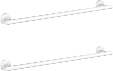 Cilee Lot de 2 barres porte-serviettes blanches de 61 cm pour salle de bain, porte-serviettes double en acier inoxydable, support mural pour salle de bain