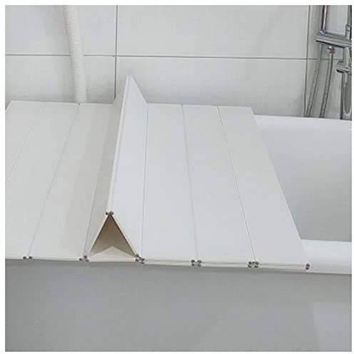 Folding Dust-Proof Bathtub Cover, PVC Bathtub Tray Insulation Cover, Plastic Waterproof Shutter Bath Lid for Most Standard Sized Bathtubs, Length 150/160/170/180cm ( Color : White , Size : 66x97x0.6cm