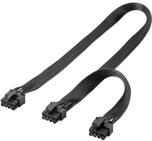 goobay 59714 Netzteil Kabel 8 Pin Buchse auf Dual 6+2 Stecker für PCIe/Stromkabel zum Anschluss duale 6 Pin und 8 Pin Grafikkarten/PCI Express Grafikkarten/Schwarz / 1x 23cm 1x 63cm