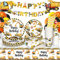 yosiio Excavador Vajilla Cumpleaños Infantil, Decoracion Cumpleaños Vajilla Desechable Platos y Vasos para Cumpleaños Mantel Cumpleaños Servilleta Globos de Cumpleaños para Baby Shower 16 Invitados