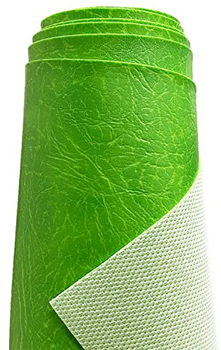 A-Express Pesante Spesso Finto Tessuto di Pelle Grana di Ecopelle Vinile Tessuto di Pelle Auto Decorazione casa Materiale - Mezzo Metro (50cm x 140cm) Verde