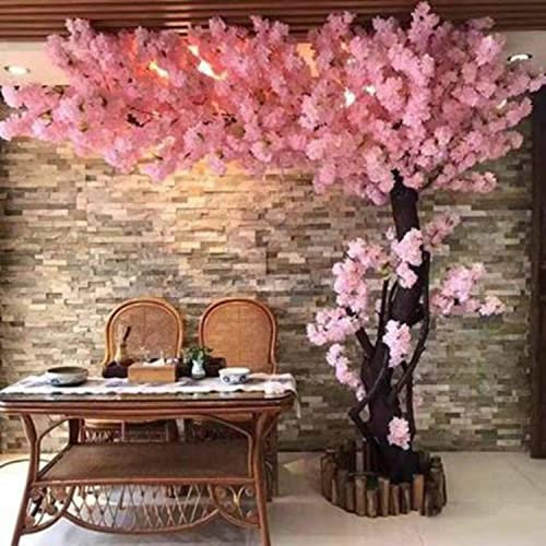 ZLZNX Künstlicher Baum Große Kirschblüte und dichter künstlicher Pfirsichbaum mit Stamm aus massivem Holz, geeignet für künstliche Pflanzen im Wohnzimmer der Familie,Rosa,1.5m high* extends 1.2m