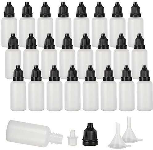 SENENQU 100 Pack 20ml Plastic Dropper Bottles, Translucent Squeeze Bottles with Caps & Funnels, Empty Squeezable Eye Liquid Bottles for Paint Sample Essential Oil Liquid
