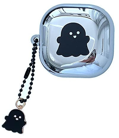 eglixu Niedliche Schutzhülle für Samsung Galaxy Buds FE(2023)/Buds 2 Pro, modische galvanisierte Kopfhörer-Schutzhülle für Buds Pro/Buds 2/Buds Live (Ghost-Black)