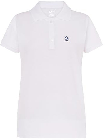 S&C - Polo Donna Manica Corta - Polo Donna Custom Fit Leggermente vestibilità - Bordatura a Maniche e Collo a Costine - Made in Cotone e in Spagna, Bianco, L