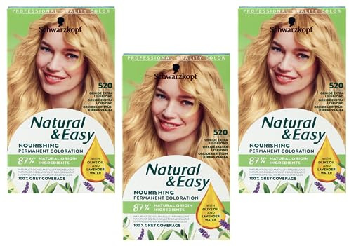 3x Schwarzkopf Natural & Easy Nourishing Permanent Coloration 520 Ultra Light Blond (3er Pack)