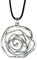 ASTER ALHELÍ -Große Damen Halskette mit Silberner Spirale - Blumen Kette mit Schwarzem Wildlederband - Lange Kette Damen Verstellbare Höhe - Ideal als Geschenk - Silberne Spirale (Silber)