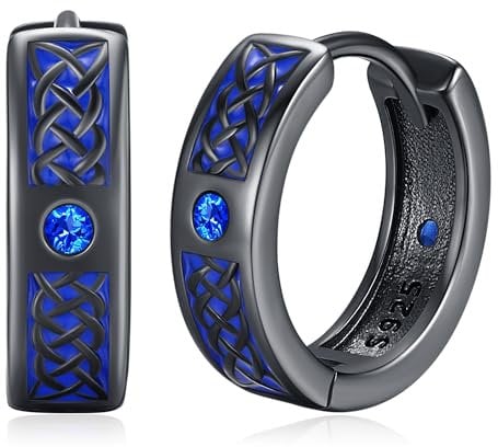 Ohrringe Herren 925 Sterling Silber Keltischer Knoten Creolen Schwarz Nordische Ohrschmuck Schmuck Weihnachts Geschenke für Frauen Damen Männer vatertag