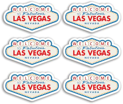 6 x 5 cm Las Vegas Vinyl-Aufkleber – Nevada Zeichen USA Amerika Cartoon Gepäck Männer Frauen Jungen Mädchen Design kleiner Aufkleber Laptop Scrapbooking #4349