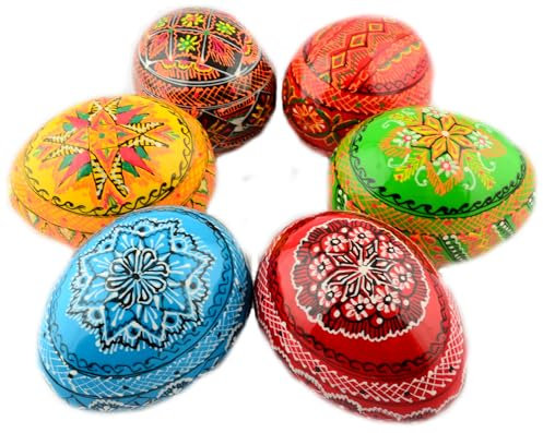 Ostern bemalte Eier Holz Ukrainisch Pysanky Pysanka Polnisch Pisanki Tschechische Kraslice, 6er Set
