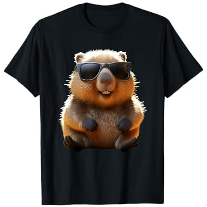 Lustige Wombats für alle Wombat Liebhaber Wombat mit Sonnenbrille Australien Beuteltier Süßer Wombat Unisex T-Shirt Schwarz Klein
