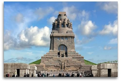 CALVENDO Leinwand · Leipzig - Völkerschlacht-Denkmal um 1900 | 120 × 80 cm quer · Textil-Leinwand auf Keilrahmen · CALVENDO Leinwand