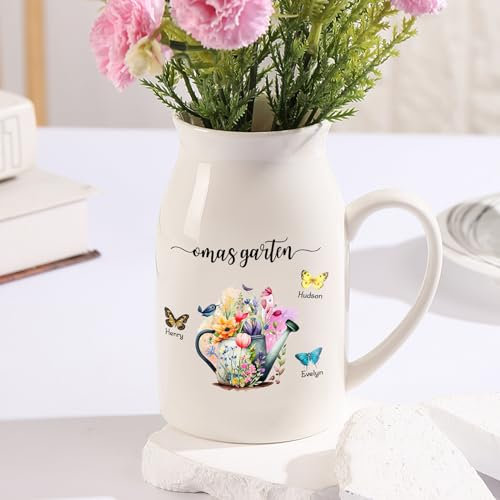 ALBERTBAND Vase mit Gravur Personalisierte Geschenke für Mama Oma Muttertagsgeschenk Ceramics Vase Geschenkideen Mutter (D)