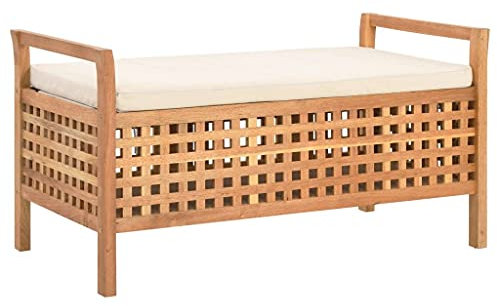 KTHLBRH Sitzbank Stauraum Hocker mit Stauraum Sitztruhe Sitzbank mit Stauraum 93×49×49 cm Walnuss Massivholz
