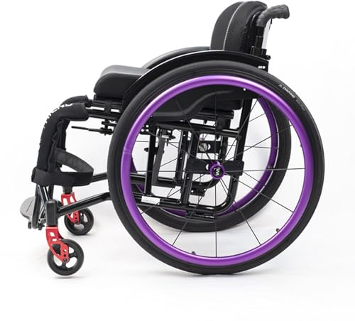 Leichter Rollstuhl für Erwachsene, Aluminium-Legierung, Sport-Klapp-Rollstuhl, selbstfahrende manuelle Rollstühle, Mobilitätshilfen für Erwachsene, mit Handbremsen, Schnellspanner-Hinterräder (Gr