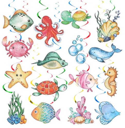 36 Stück Bunte Fische Hängende Deko,Tropische Fisch Hängende Wirbel Decke Dekor,Unter Dem Meer Party,Meerjungfrau Geburtstag Deko,Unterwasser Deko Kindergeburtstag