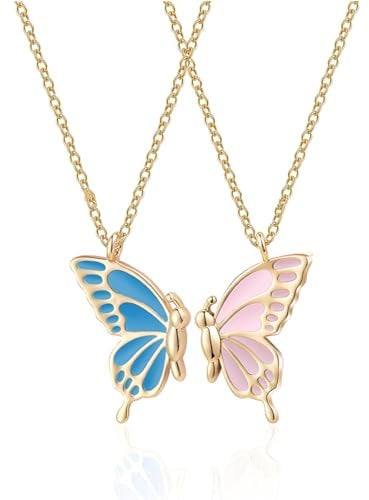 EIHI Collier d'amitié pour 2, Amitié Pendentif Collier Ensemble Meilleurs Amis Collier BFF Collier Papillon Amitié Collier pour 2 Filles Cadeau D'anniversaire pour Les Meilleurs Amis, 2 pièce